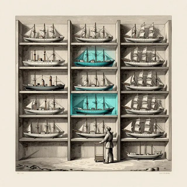 Engraved plate: recovered findings are sorted into labelled drawers