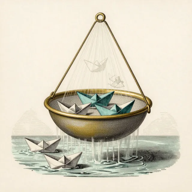 Engraved plate: a fine sieve separates signal from debris