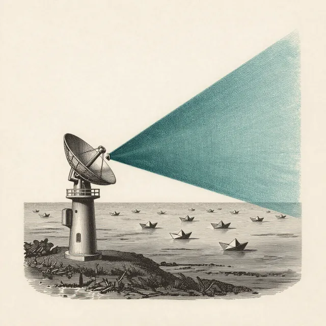Engraved plate: a wide sonar sweep scans the seabed