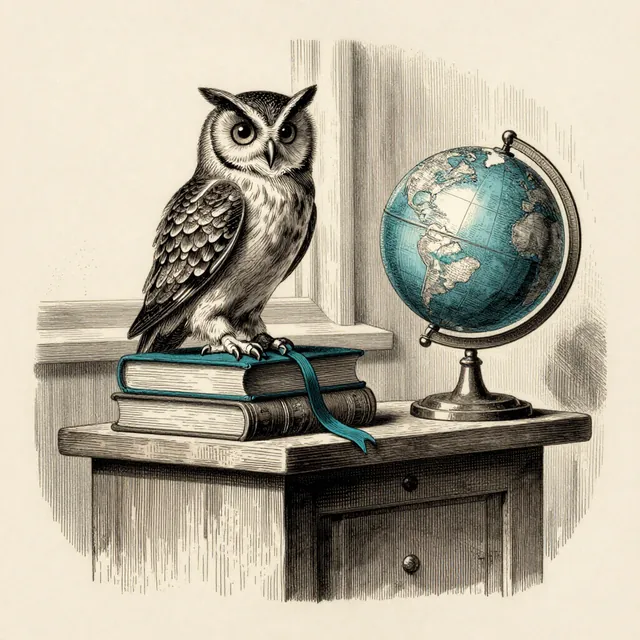Engraved plate: an open book and compass represent education businesses